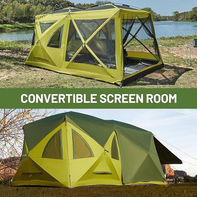 TIMBER RIDGE 4/6/8 Person Instant Pop Up Cabin Tent, Easy 60 Second Setup, Weather Resistant Camping Family Hub Tent with Rain Fly and Carry Bag for Camping Hiking Outdoor Travel