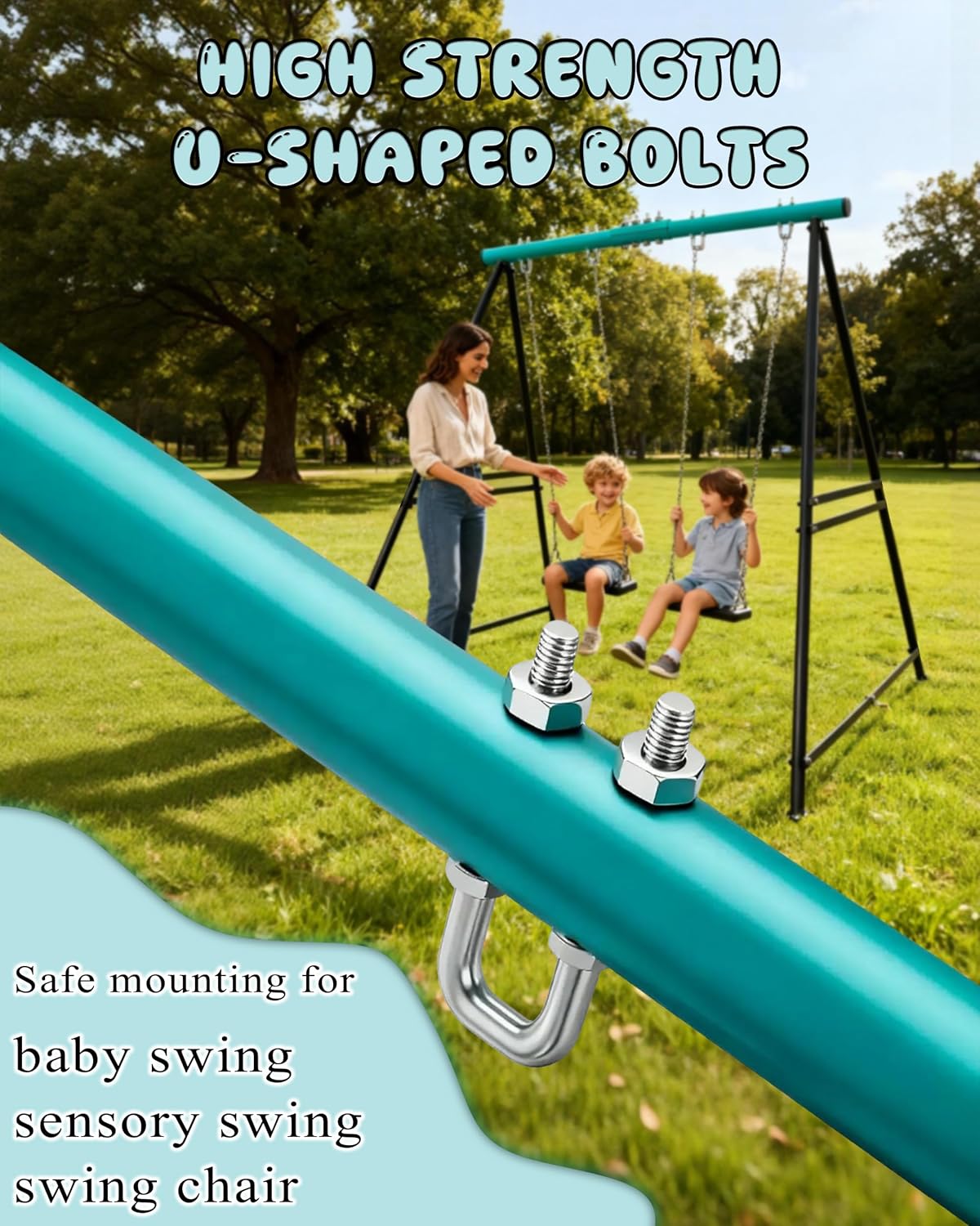 Porch Swing Stand Frame for Both Kids and Adults,440Lbs Heavy-Duty Metal A-Frame for Swing Sets for Backyard (Frame Only) (Deep Blue-2person)