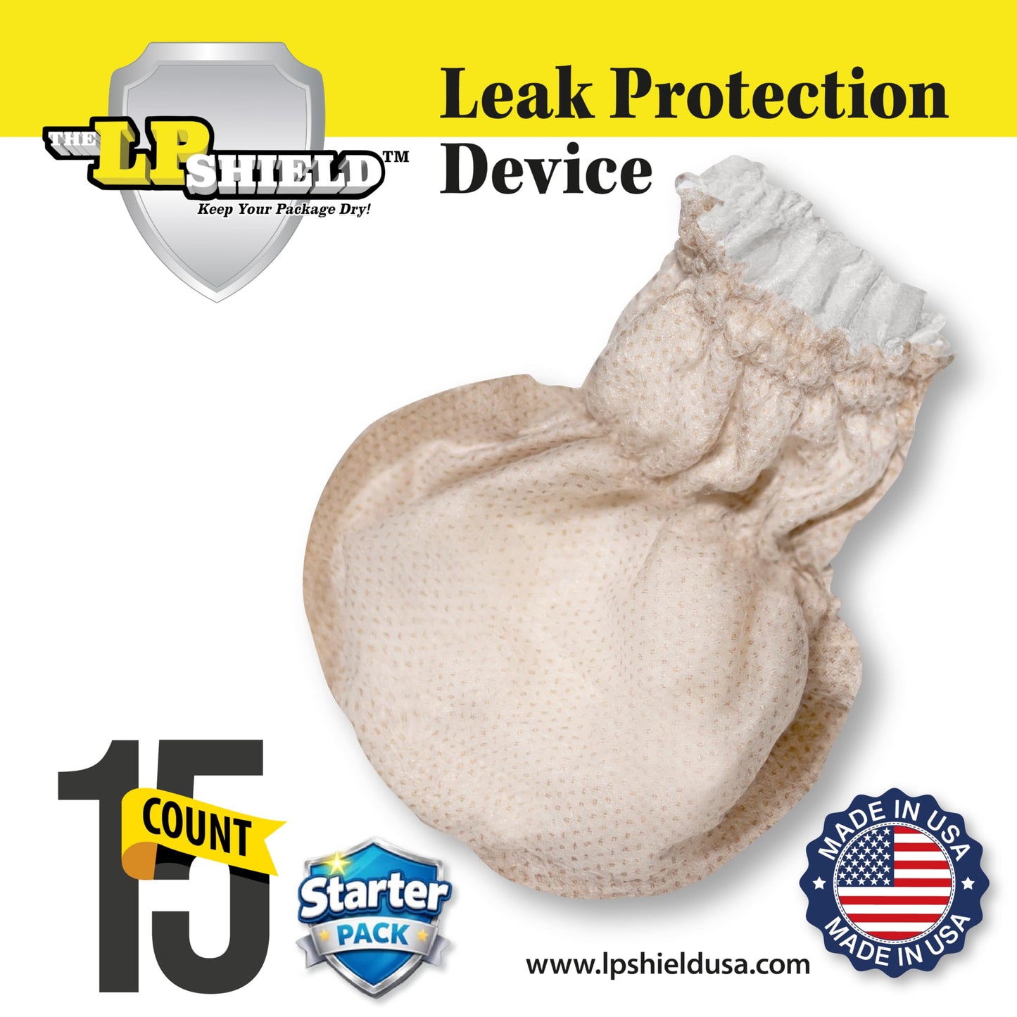 LP Shield™ for Men – 15 Count Disposable Male Incontinence Guards | Discreet Male Urinary Leakage Protection, Bladder Shields for Men, Bladder Control, Post-Void Dribble Pads