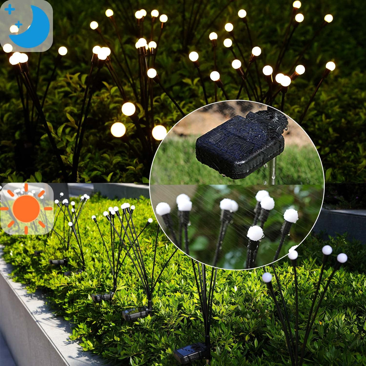 ZFNN Solar Garden Lights - 4 Pack 24 LEDs, Waterproof Outdoor Decorations, Warm White, Model 01