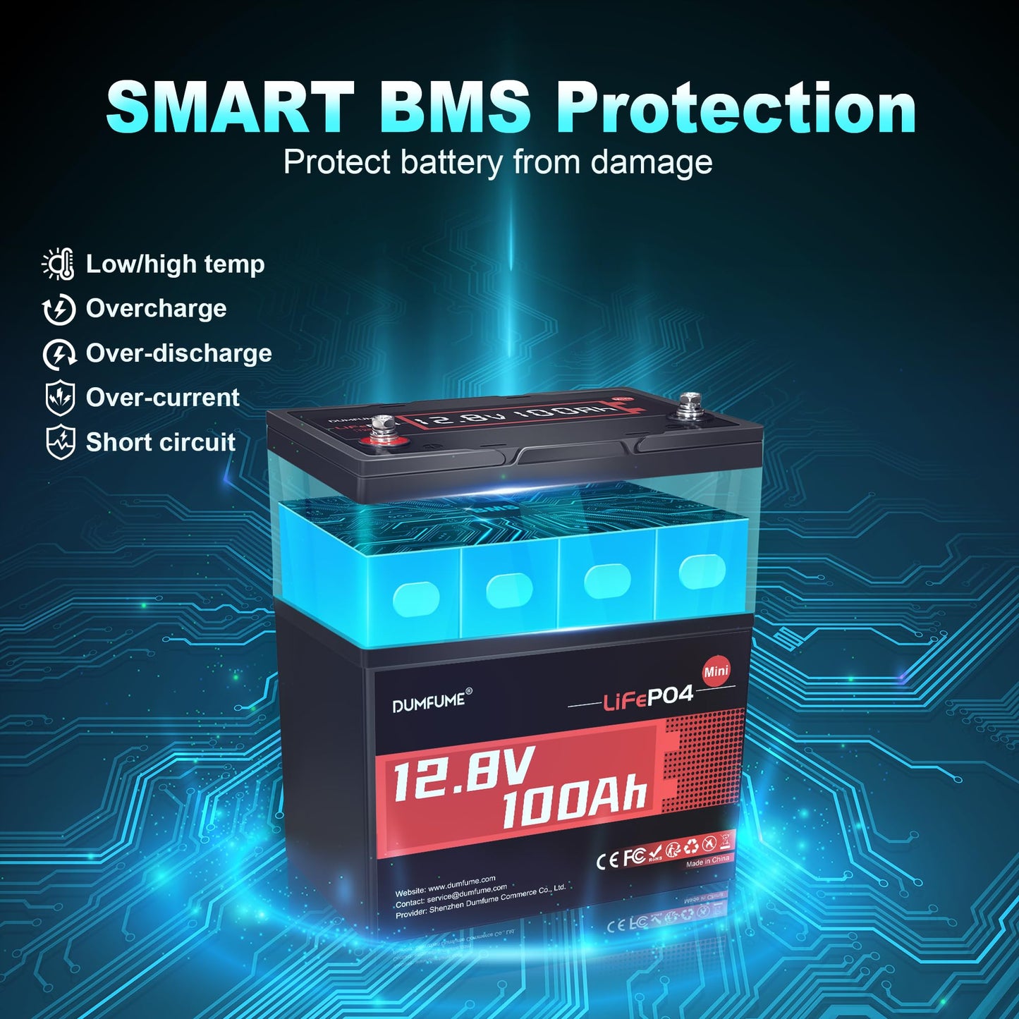 Dumfume 2 Pack 12V 200Ah Lifepo4 Battery,2560Wh Deep Cycle Lithium Iron Phosphate Battery 200A Bms, 15000+ Cycles, Ideal For Rv,