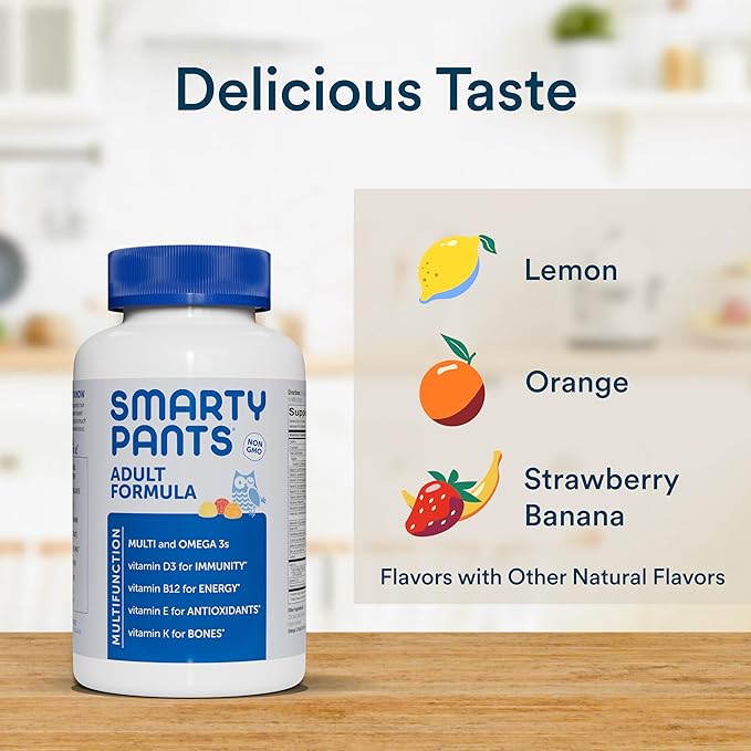 SmartyPants Multivitamin for Men & Women: Multivitamin Gummies with Vitamin D3, C, Vitamin B12, B6, A, K & Zinc, Omega 3 Fish Oil (EPA/DHA), Biotin, Gluten Free, 180 Count (30 Day Supply)