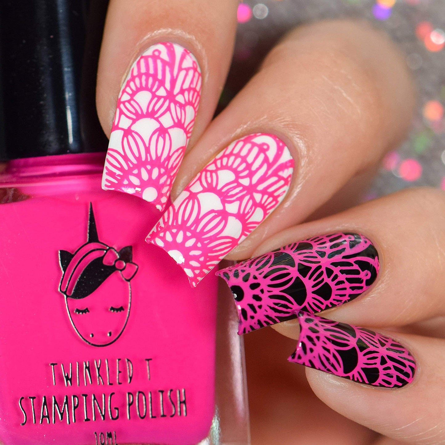 Twinkled T Bothered Hot Pink Stamping Polish