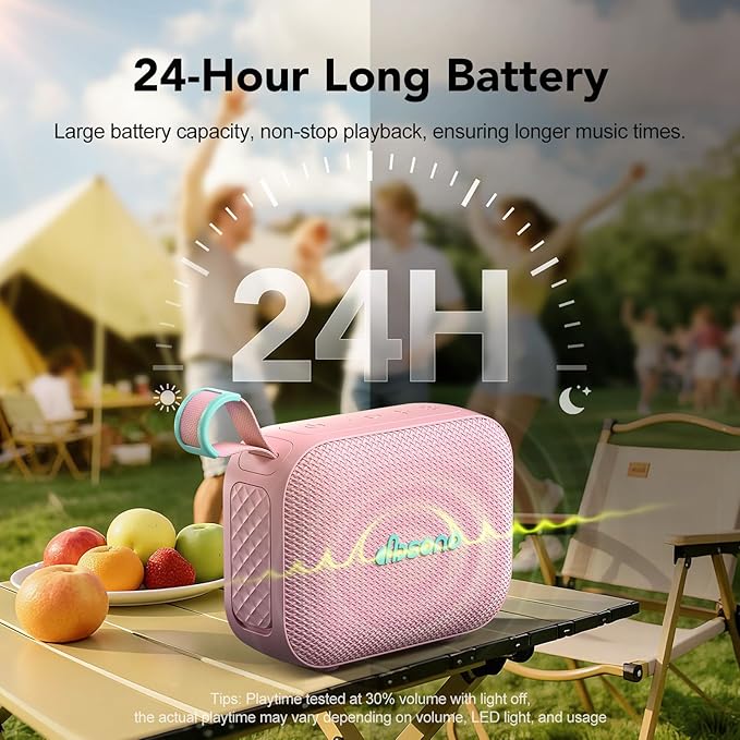 Portable Bluetooth Speaker Waterproof Wireless: IPX5 HD Sound Up to 24H Playtime, Birthday White Elephant Stocking Stuffers for Adults Teens Women Men, Cool Electronics for Outdoor Travel-Pink