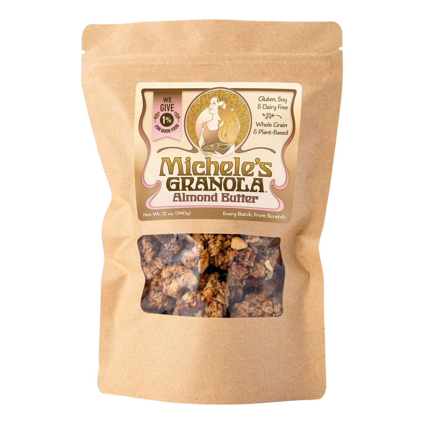 Micheles Granola - Almond Butter - Handmade Non-GMO Whole Grain Oats - Free of Gluten, Soy, Wheat, & Dairy