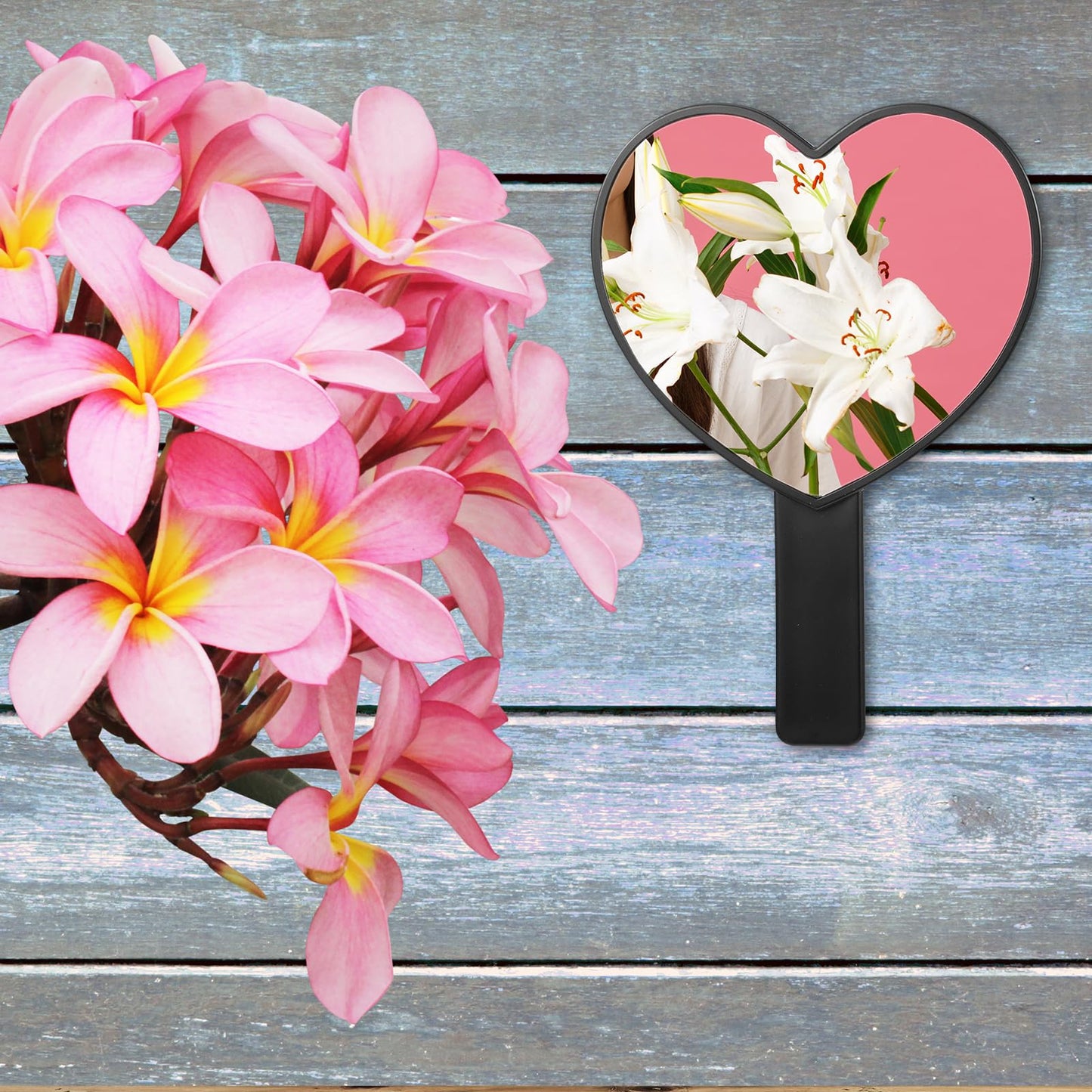 Sorcristy Heart-Shaped Handheld Mirror with Handle, Portable Travel Makeup Lash Mirror, Mini Heart Shaped Makeup Lash Cosmetic M