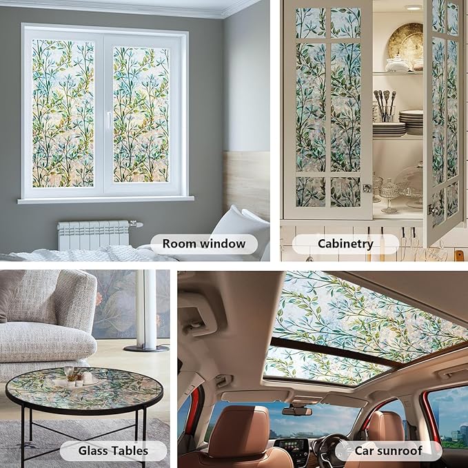 Finnez Window Privacy Film 3D Static Cling Window Film, No Glue Heat Control & 96% UV Blocking for Home Office, Decorative Frosted Glass Cover 11.8 Inch x 6.5 Feet