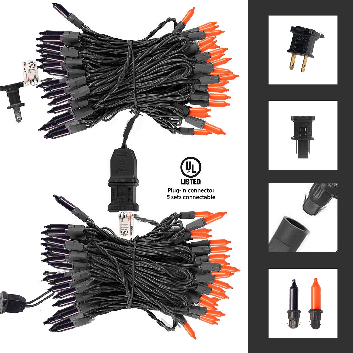 Dazzle Bright Halloween String Lights, 40FT, 200 Count, Waterproof, Purple and Orange, Model ZF-100-2/SB