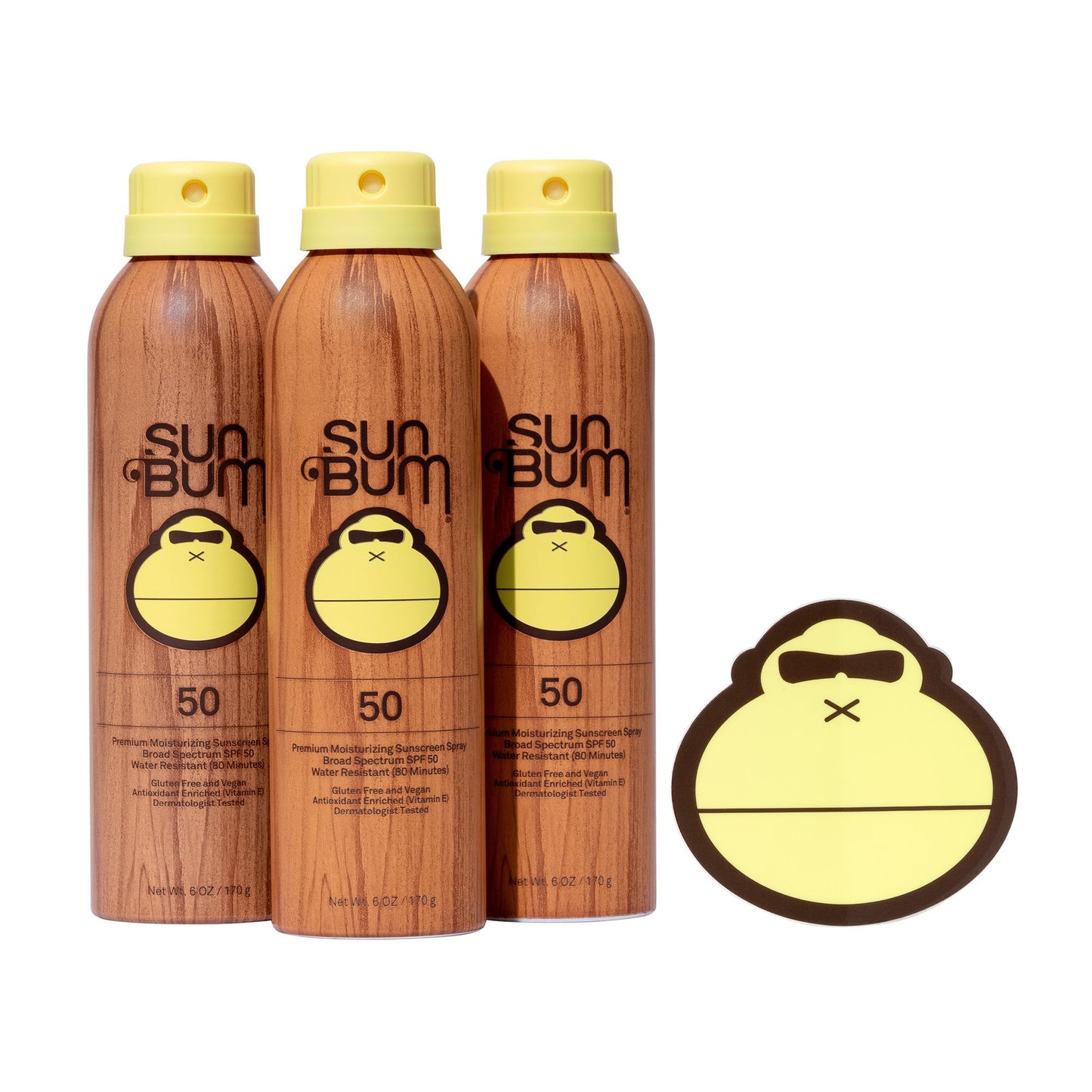 Sun Bum Original Moisturizing Sunscreen Spray SPF 50 with Sunny Sticker, Vegan and Reef Friendly, Octinoxate & Oxybenzone Free,