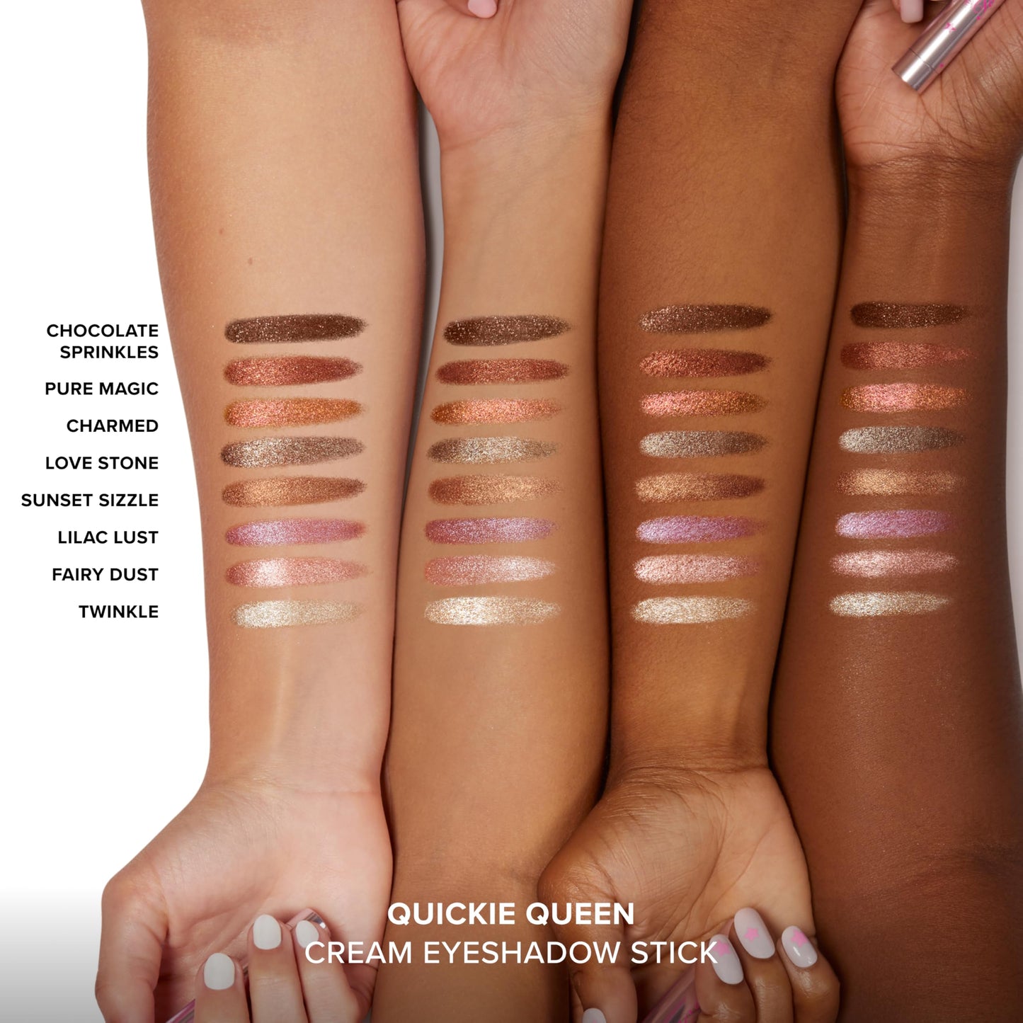 Too Faced Quickie Queen Eye Shadow Sticks | Creamy, Long Wearing + Non-Creasing, High-Impact Sparkle, Pure Magic