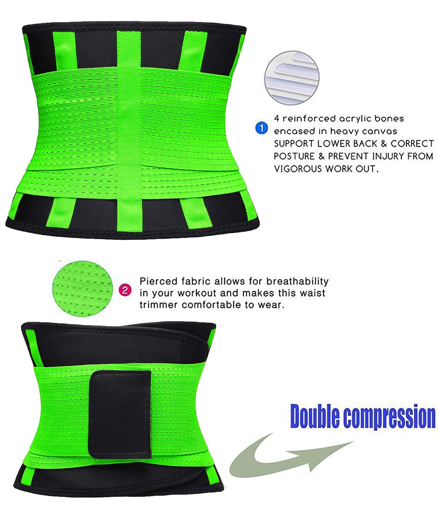 VENUZOR Waist Trainer Belt for Women - Waist Cincher Trimmer - Slimming Body Shaper Belt - Sport Girdle Belt (UP Graded)(Green,Large)