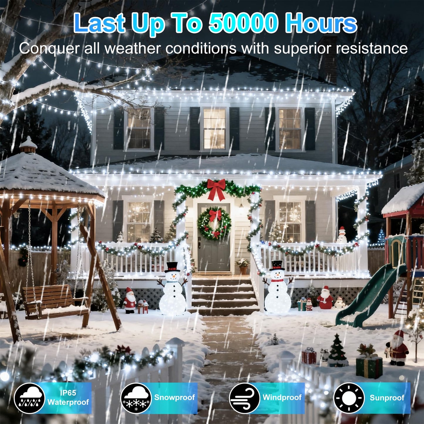 340 Led 90Ft Christmas String Lights Outdoor  12 Pro Modes And Timer Memory & Brightness  Plug In Waterproof Dark Green Wire Twinkle Light For For Xmas Yard Tree Wedding Party Decor (Cool White)