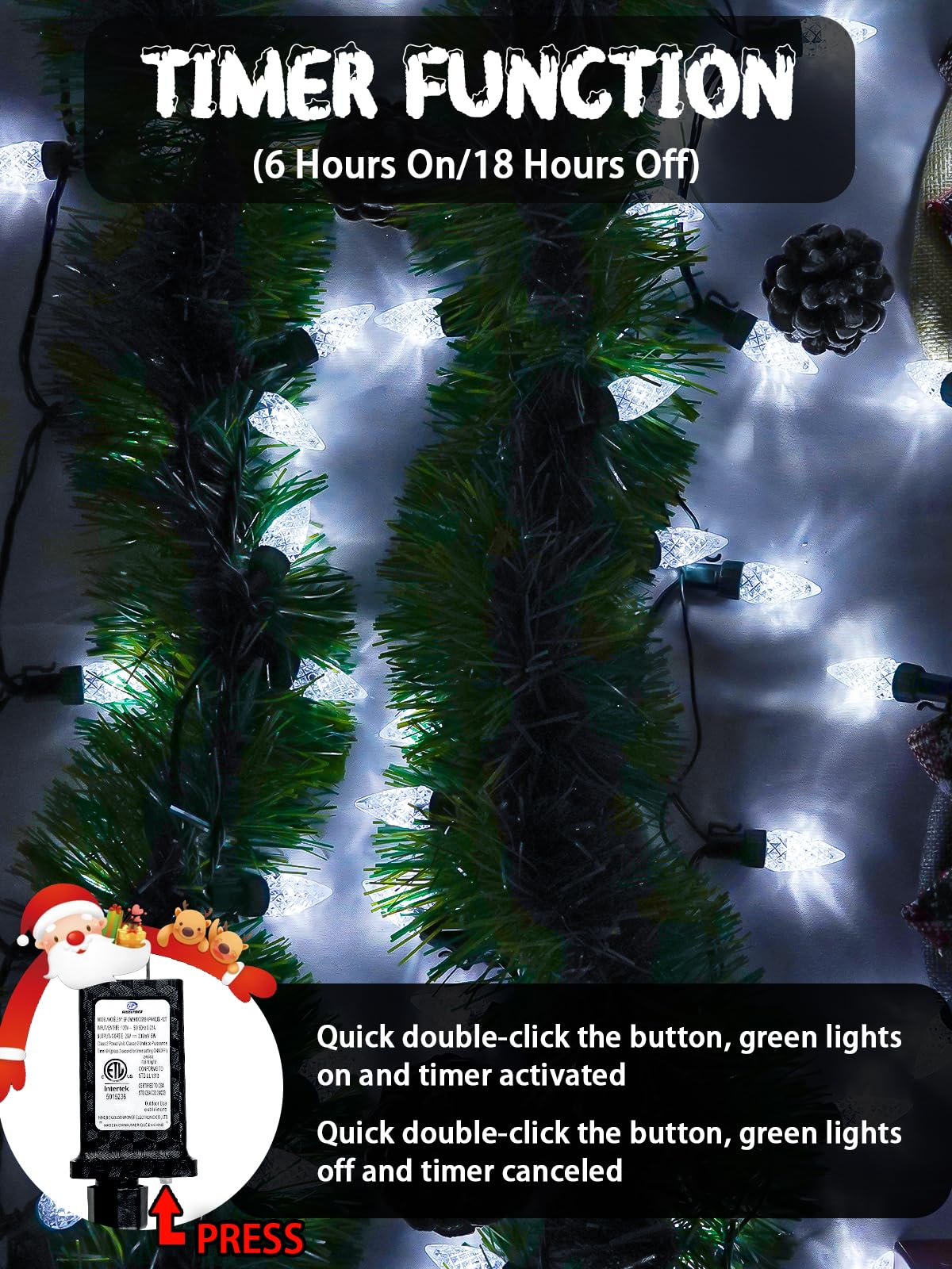 240 Led 78Ft C6 Christmas String Lights  Super Long Christmas Lights Outdoor Indoor With 13 Modes & Timer  Waterproof Fairy Twinkle Light Plug In For Tree Garden Party Xmas Decorations (Cool White)