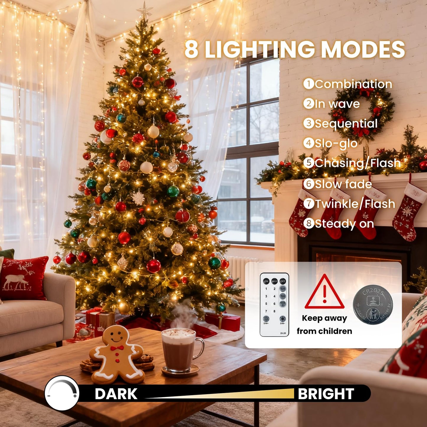 Dailyart Fairy Lights Plug In  3000 Led Cluster Lights With Timer 195Ft Waterproof Warm Twinkle String Light With Remote For Bedroom Wreath Garland Window Wedding Christmas Tree Decoration Black Wire