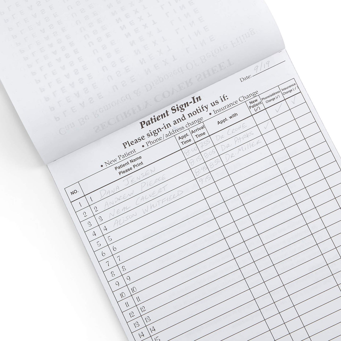 Blue Summit Supplies 125 Patient Sign in Sheets, HIPAA Compliant, Peel Off Adhesive Labels Carbonless 3 Part Forms with, for Privacy in Doctor, Medical, Dental Office, Blue, 125 Pack