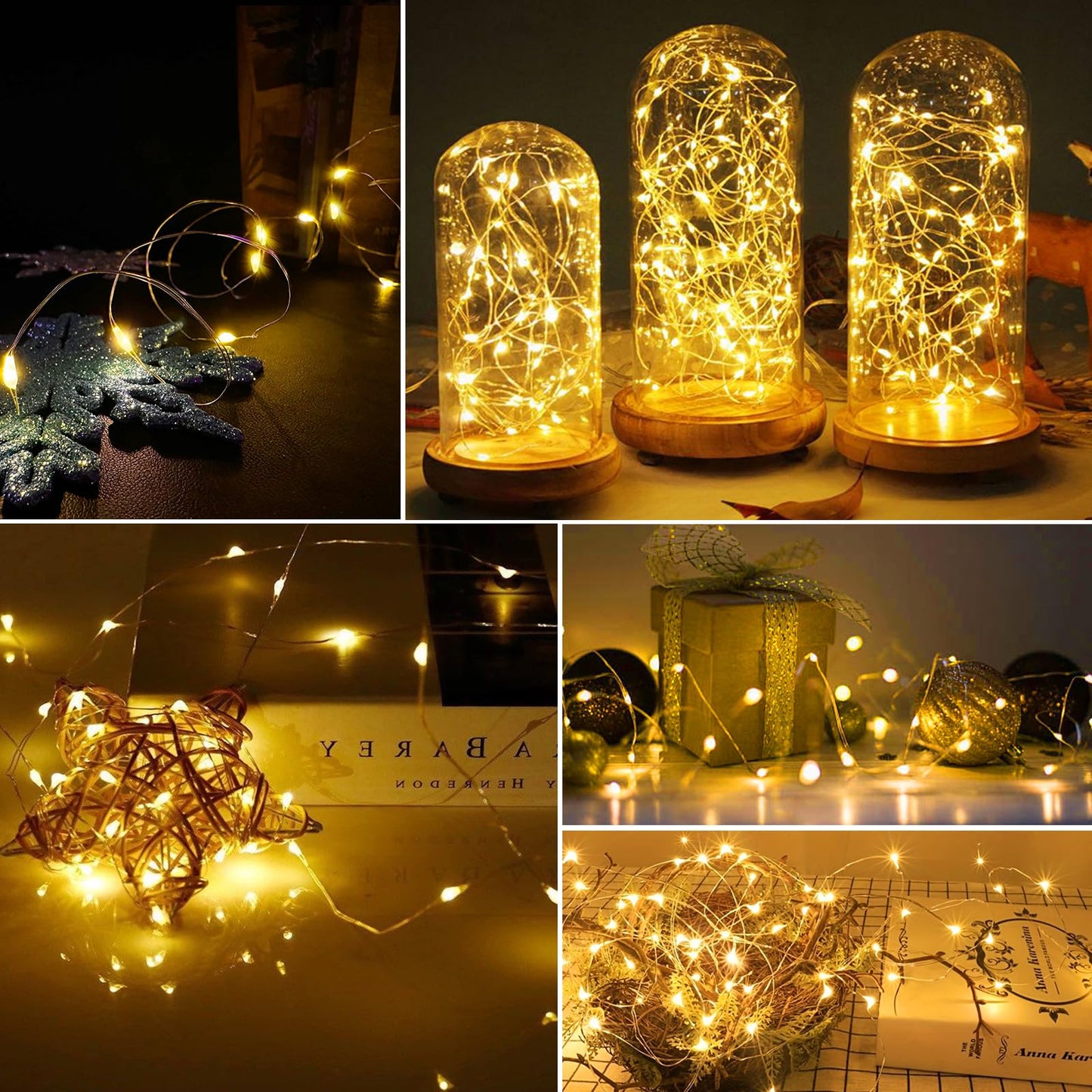 Aikei 24 Pack Led Fairy Lights Battery Operated  Warm White String Lights Waterproof 7Ft 20 Led 3 Lighting Modes For Wedding Party Bedroom Decor Garden Christmas Outdoor Indoor Decoration Warm White