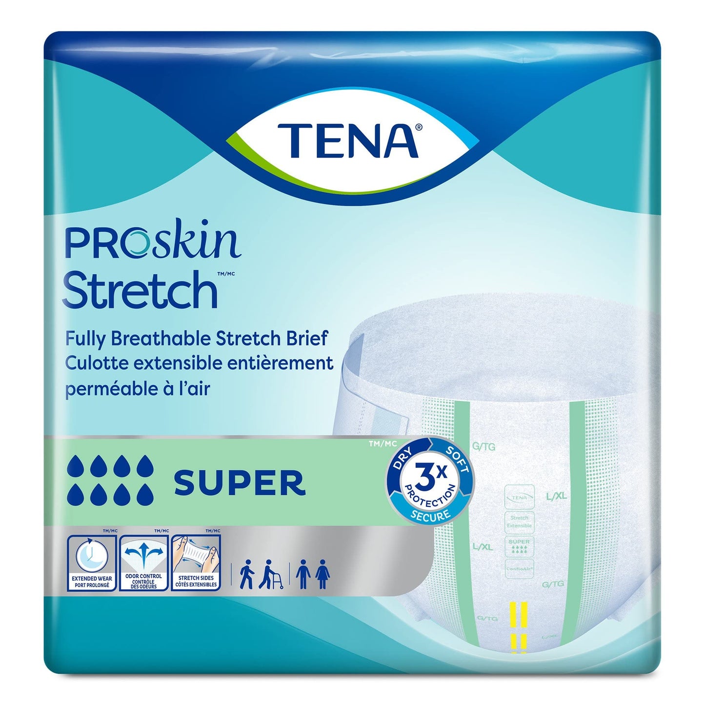 TENA Stretch Super Briefs, Incontinence, Disposable, Heavy Absorbency, Large/XL, 28 Count, 28 Packs, 28 Total