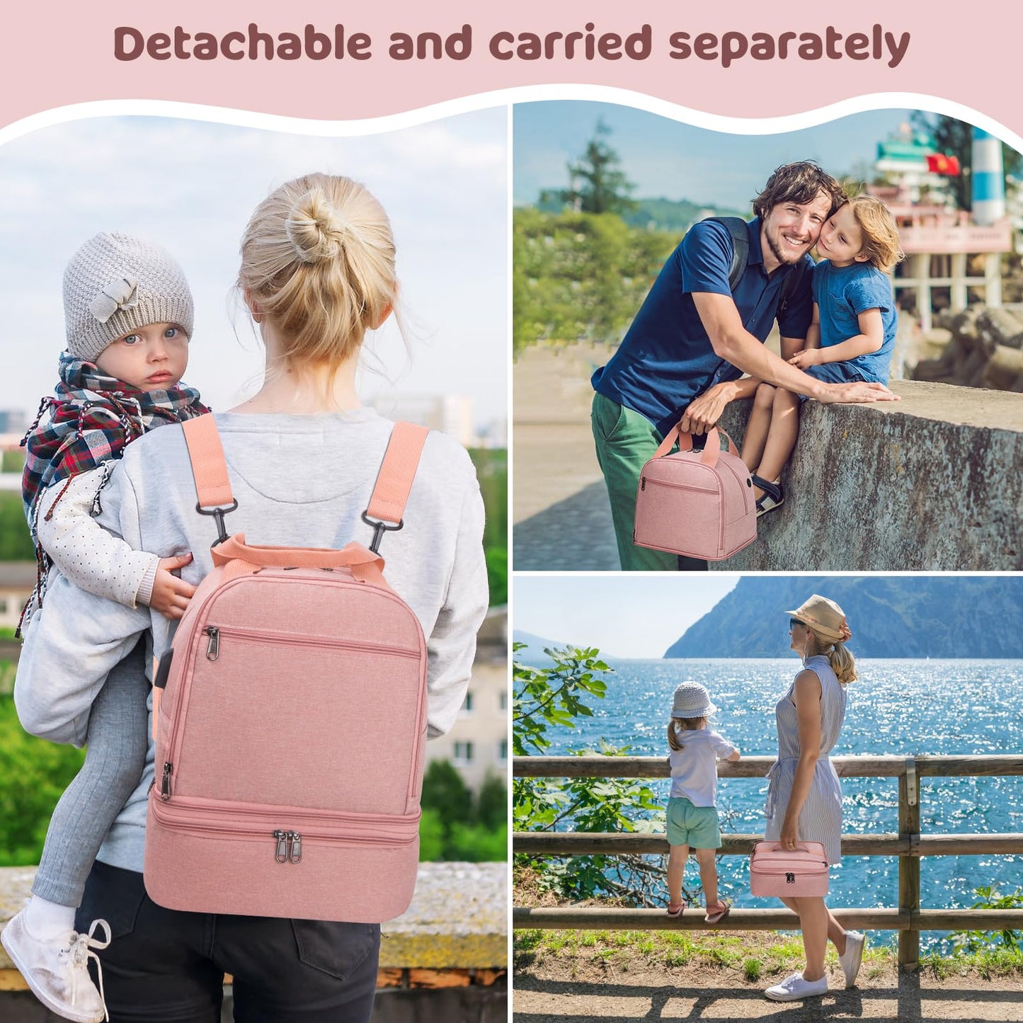 OCKLILY Pump Bag, Breast Pump Carrying Bags with Ice Pack & Waterproof Mat, Breast Pump Bag Compatible with Spectra S1 S2, Pumping Bags Milk Bottle Cooler for Work Travel Camping, Pink