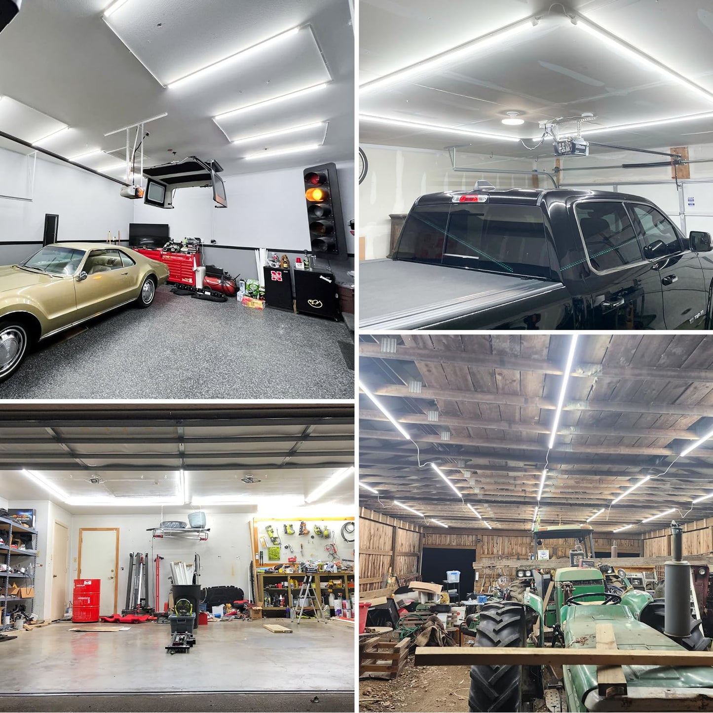 Suslum 4-Pack T8 Led Shop Light 4Ft  42W 6300 Lumen 6000K Cool White  4 Years Warranty  Linkable And Plug And Play Lights For Garage Ceiling Workshop Commercial Lighting