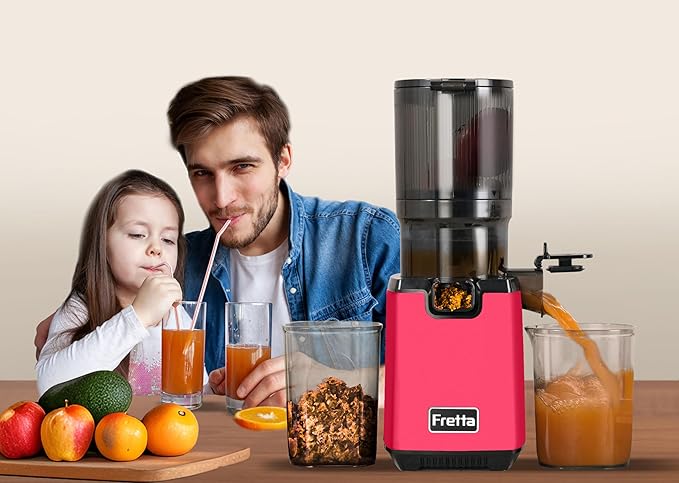 Fretta Cold Press Juicer, Juicer Machines Vegetable and Fruits,5.3'' Wide Self-Feeding Chute,Slow Juicer,Nut Milk Maker Machine, Smoothie Maker,Juice Extractor with Reverse Function,BPA-Free,250W