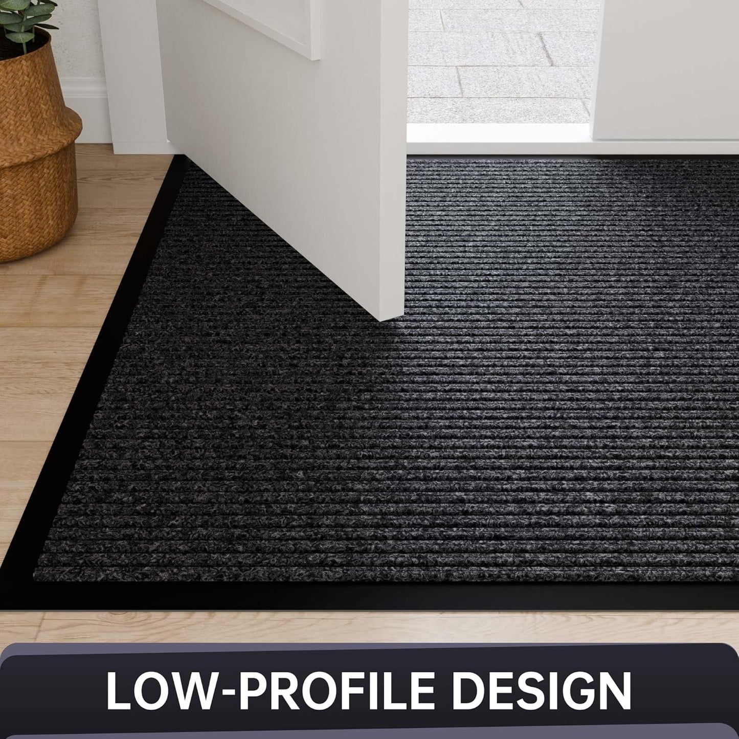 Front Door Mat, Heavy Duty Indoor Outdoor Entrance Door Mat, 96" x 48" Commercial Door Mats for Entryway, Durable Non-Slip Rubber Backing, Low-Profile Welcome Mats for Entry, Gray