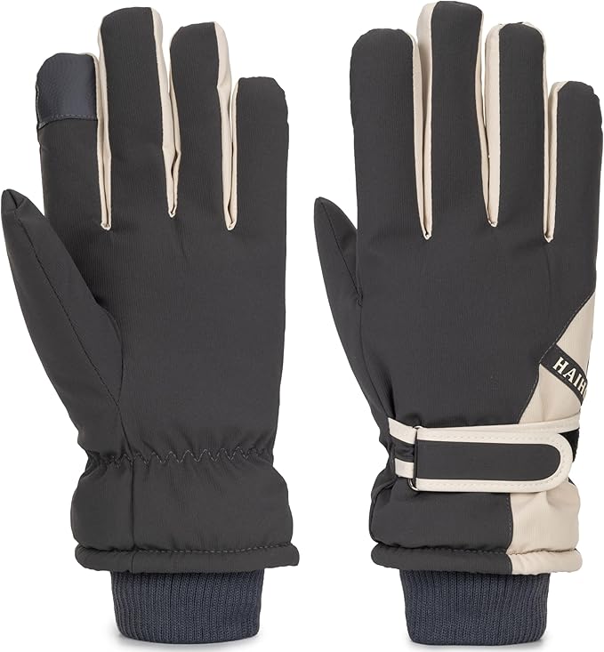 Winter Ski-Gloves for Men-Women Non-Slip-Plus-Velvet-Thickened Mitt Waterproof Cold-Weather Touchscreen-Cycling-Gloves S/M