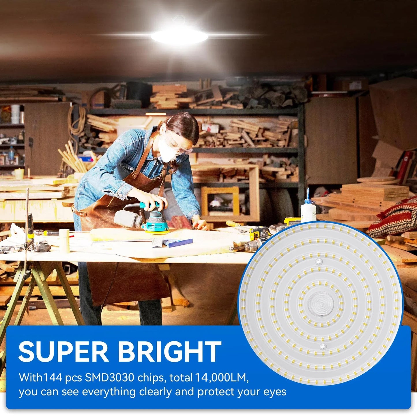 10 Pack Ufo Led High Bay Light 100W  14000Lm 5000K Daylight High Bay Led Shop Lights With 5 Cable Us Hook  120V  Ip65 Waterproof Commercial Lighting Fixture For Warehouse Factory Barn Workshop