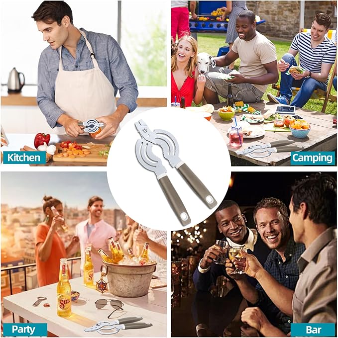 Jar Opener, Multifunctional Jar Openers for Seniors, Stainless Steel Jar Lid Opener, Easy Twist Bottle Opener for Seniors with Arthritis