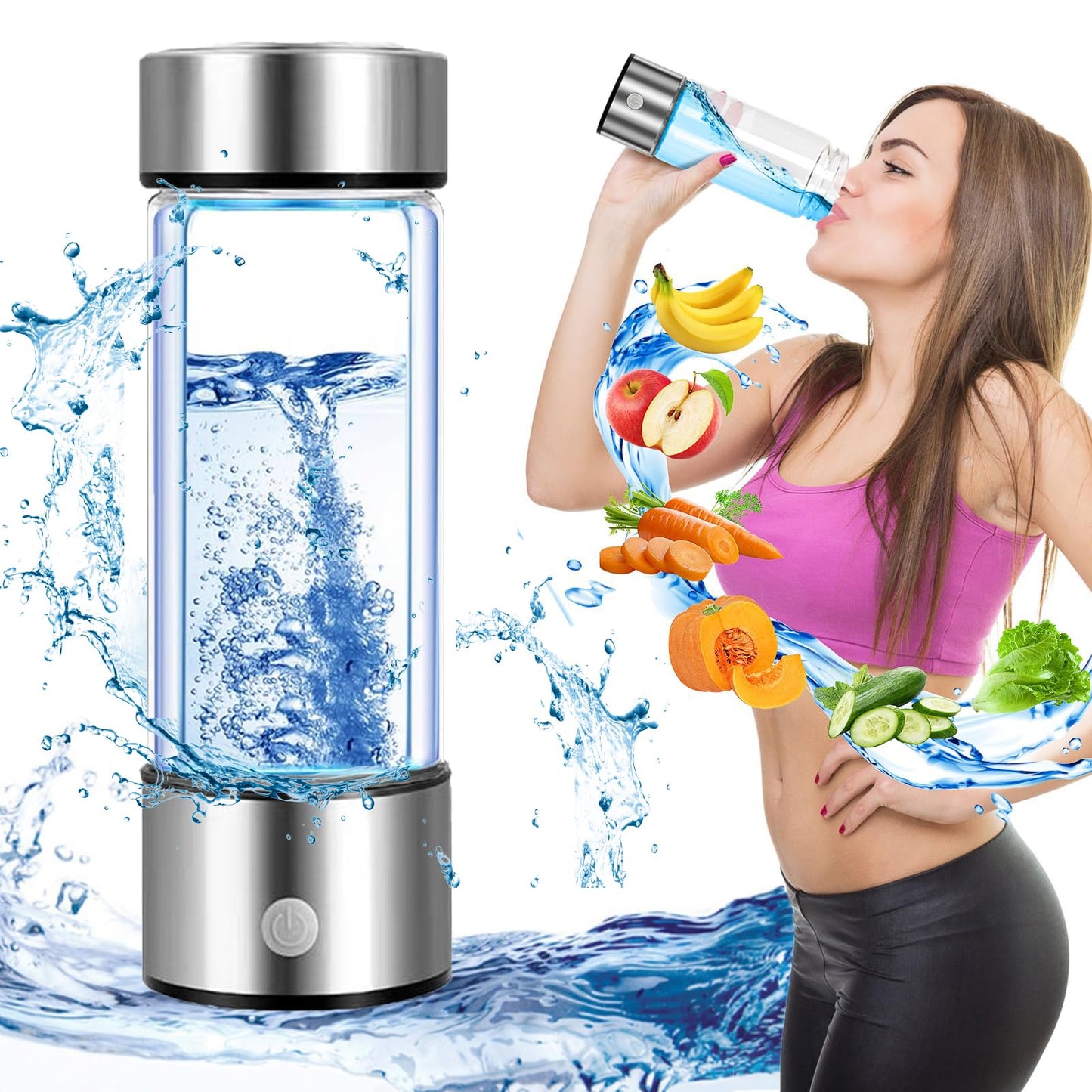 Hydrogen Water Bottle Generator 2 Pack 2025 w SPE/PEM Tech Water Ionizer, Portable Hydrogenated Water Machine Improve Water in 3 Minutes Hydrogen Rich