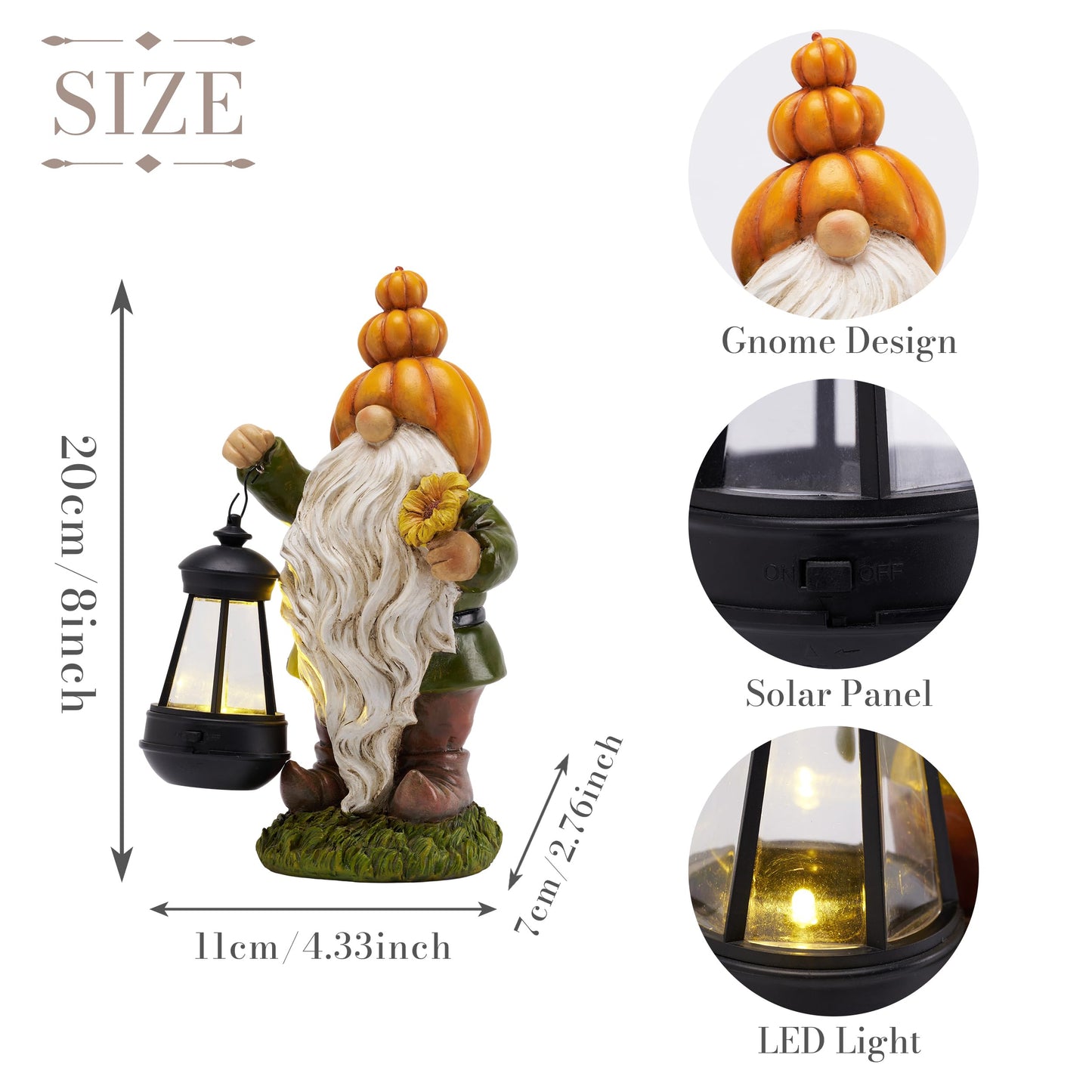 TeresaS Collections Fall Decor  Pumpkin Gnomes Decoration  Autumn Gnome Holding Lantern With Solar Lights  Waterproof Fall Gnomes Resin Outdoor Fall Decor  Fall Gift Outdoor/Indoor