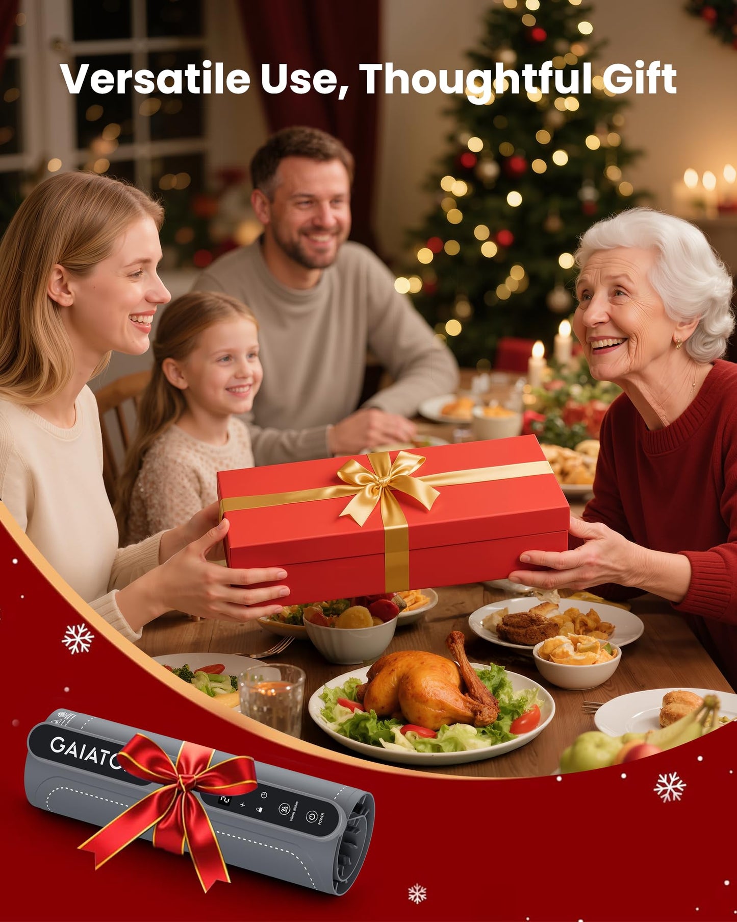 Gaiatop Warming Mat for Food Electric Warming Tray, Fast-Heating Silicone Food Heating Mats for Countertop with 7 Level Temp Adjustable, 8h Timer, Kids Lock, Roll up Heating Tray for Home Travel, Gray