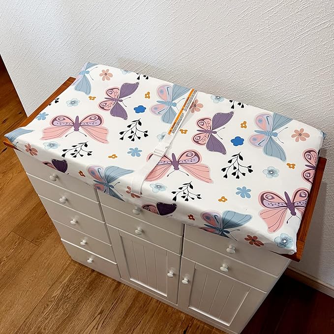 AMROSE 3 Pack Easy Care Changing Pad Covers, Ultra Soft Microfiber Diaper Change Table Sheets for Baby Girls, Floral & Butterfly & Pink