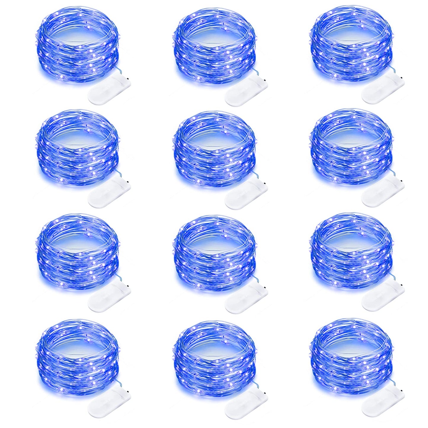 Yiaht 12 Pack Battery Operated Fairy String Lights 7 Feet 20 LED Copper Wire Waterproof Blue
