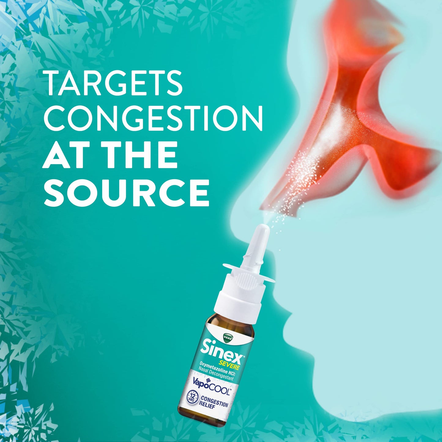 Vicks Sinex Severe Nasal Spray with VapoCOOL, Soothing Vapors, Decongestant Medicine, Relief from Stuffy Nose Due to Cold or Allergy, & Nasal Congestion, Sinus Pressure Relief, 265 Sprays