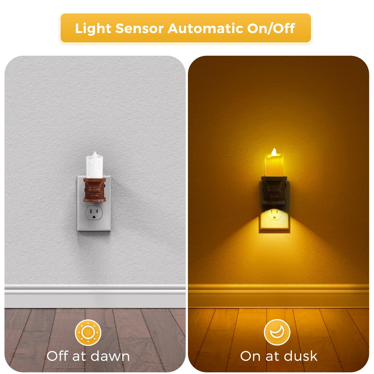 L Lohas Led Night Light [2-Pack] Flameless Candle Night Light With 3 Lighting Model  Dusk To Dawn Sensor 0-100Lm Brightness Dimmable Amber Light Vintage Nightlight For mature-themeds Hallway Bedroom