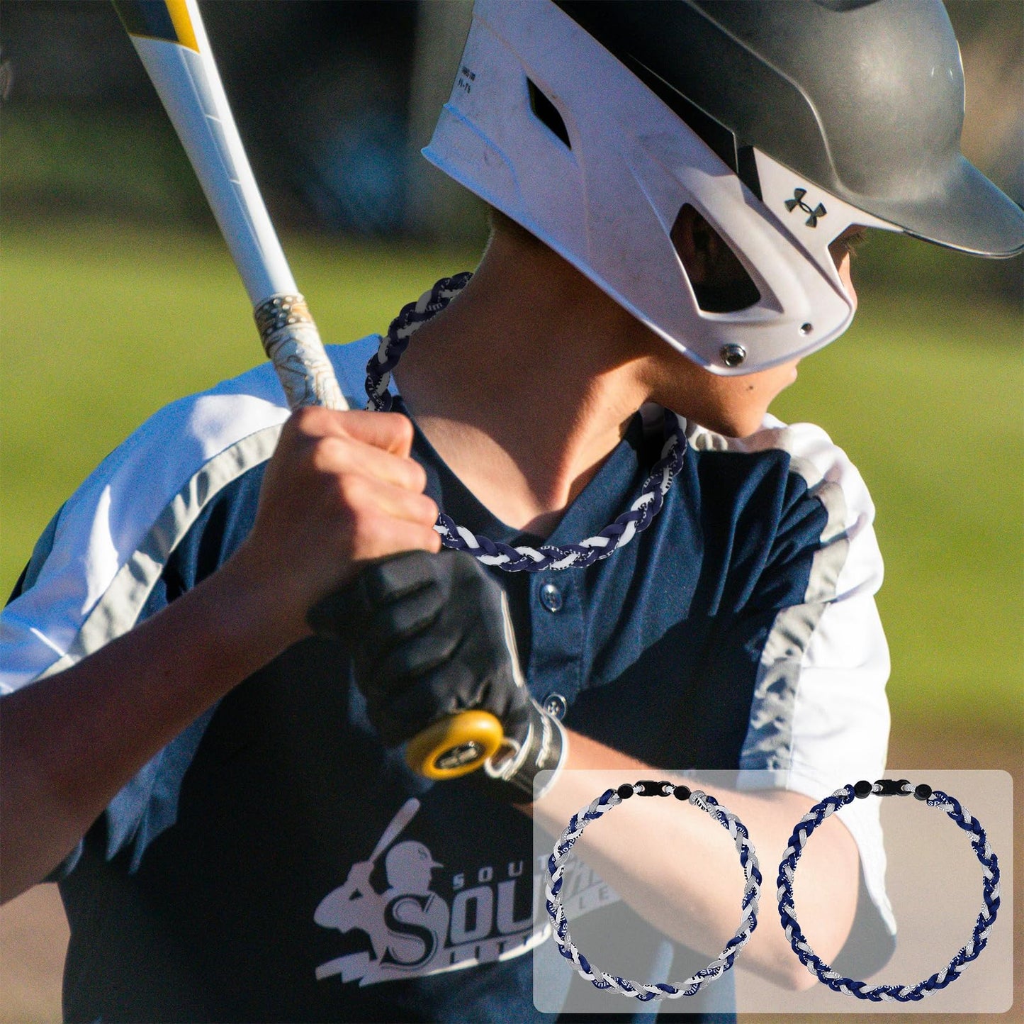 SUPBOMM 3 pcs Baseball Rope Necklaces, League Team Colors Braided Necklace, Baseball Team Gifts, Yankees