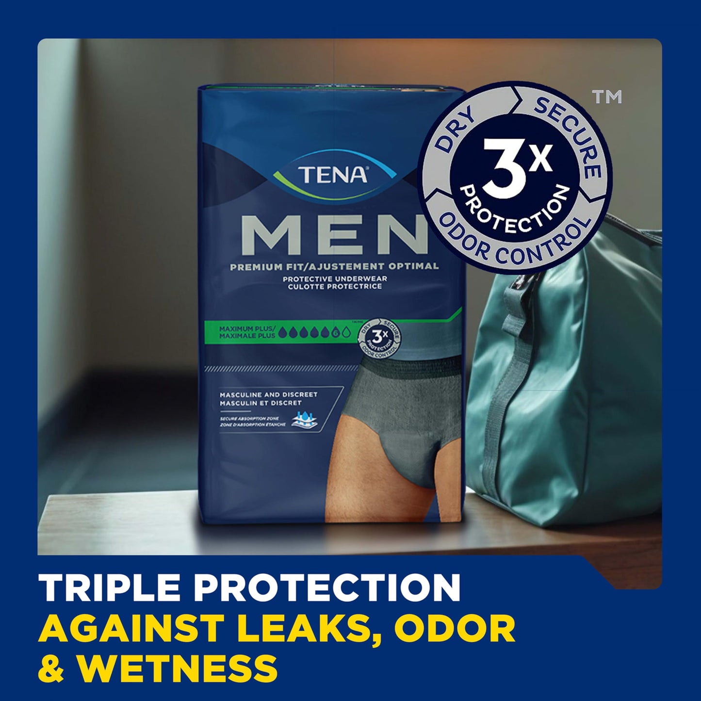 Tena Incontinence/Bladder Control Underwear for Men, Protective, Medium/Large, 16 ct