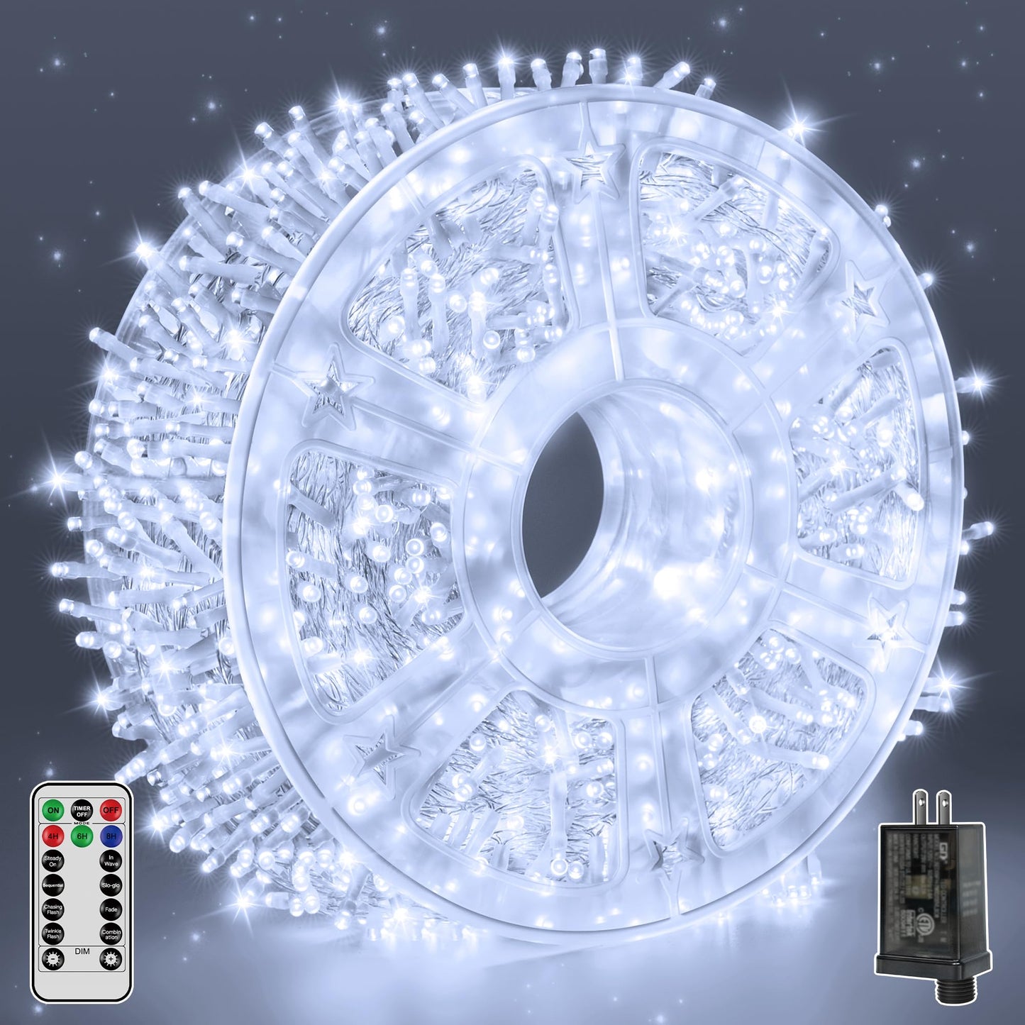 Guhope 1200 Led Waterproof String Lights, 196Ft Cool White Fairy Lights With Remote & Timer For Indoor/Outdoor Decorations