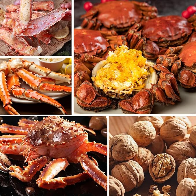 12Pack Crab Crackers and Tools Crab Legs Cracker Tool Set, Lobster Crackers, Heavy Duty Seafood Cracker, Nut Cracker (with 12 Plastic Bibs)