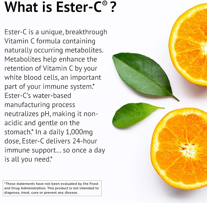 American Health Ester-C with Citrus Bioflavonoids Vegetarian Tablets - 24-Hour Immune Support, Gentle On Stomach, Non-Acidic Vitamin C - Non-GMO, Gluten-Free, Vegan - 500 mg, 450 Count, 225 Servings