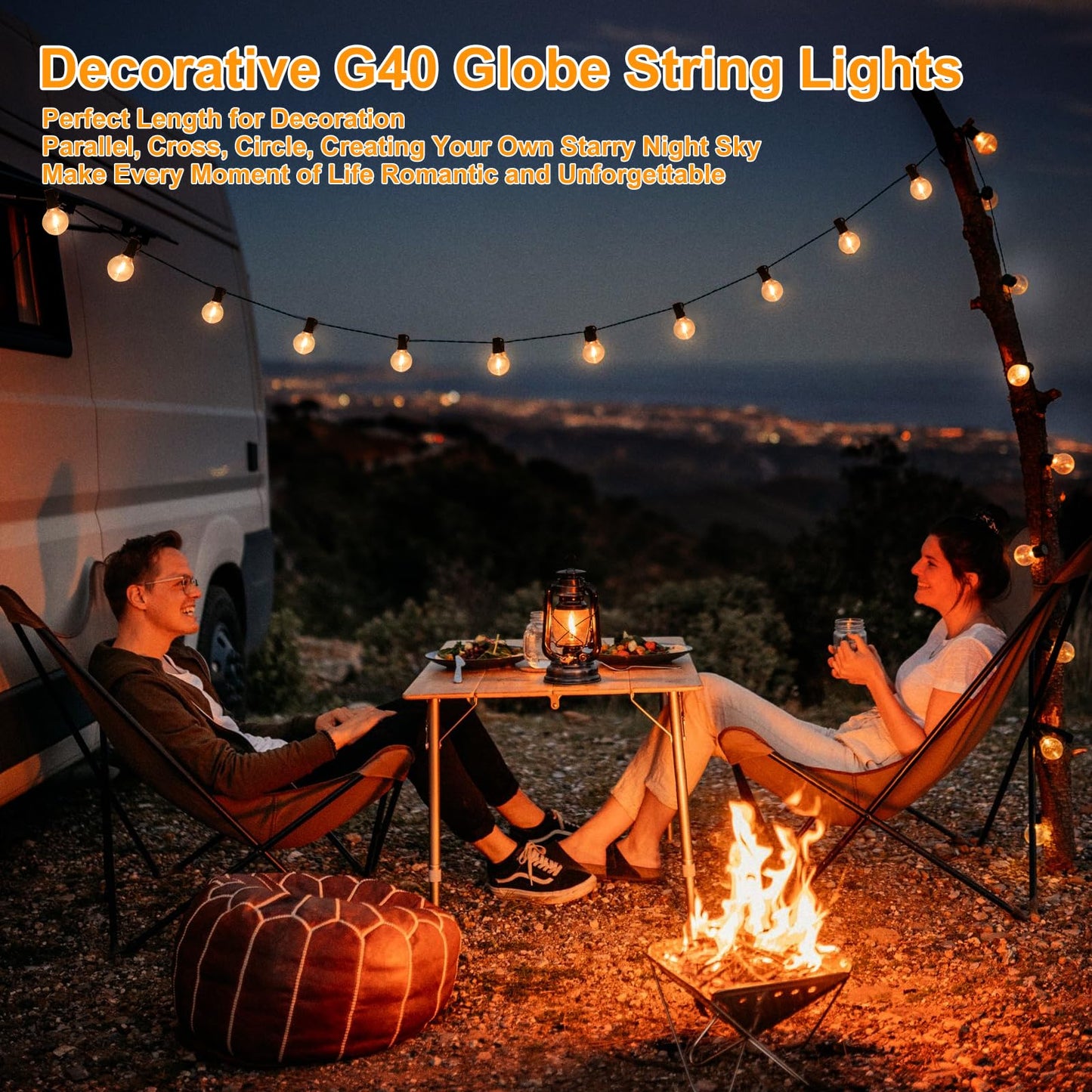 Bosceos Outdoor G40 LED Globe String Lights, 30FT, Dimmable, Waterproof, Shatterproof, Black, Model GYPC-O15LAU