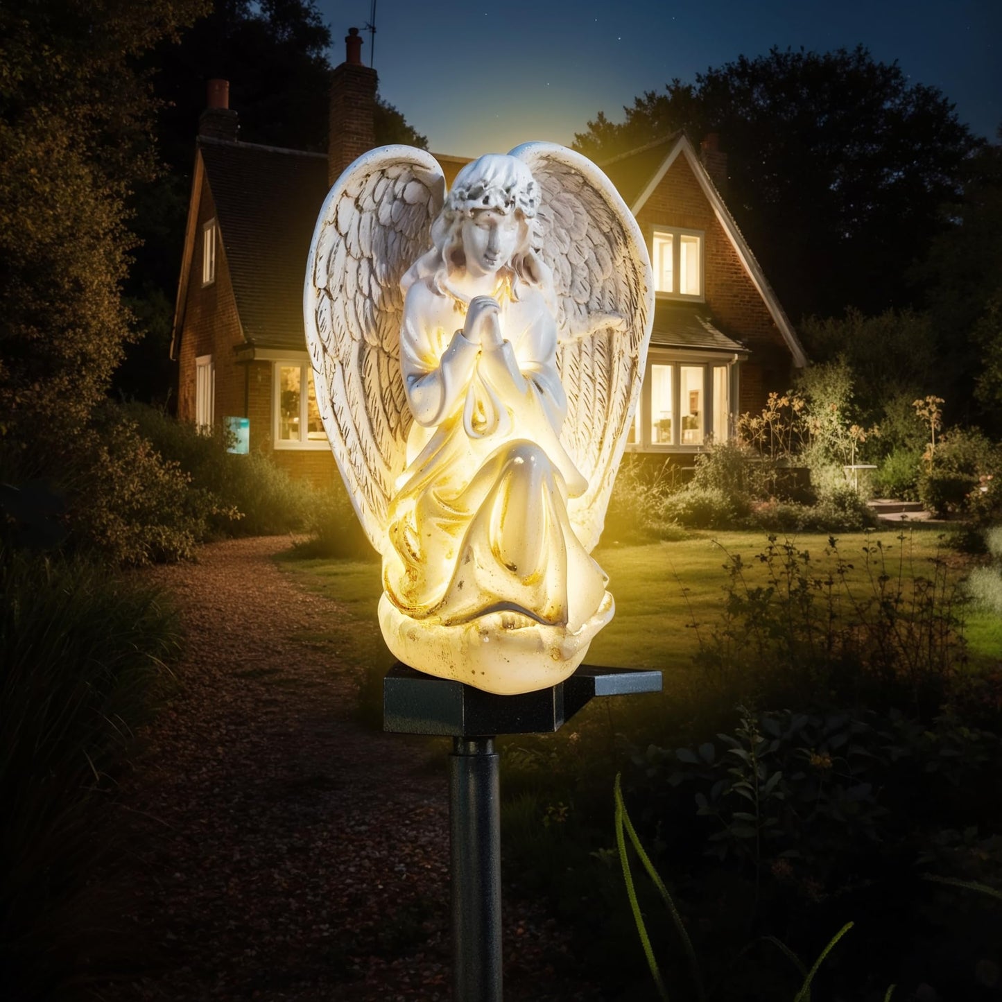 Xurleq Solar Garden Light - Waterproof Angel Resin Decor For Lawn, Patio & Fence
