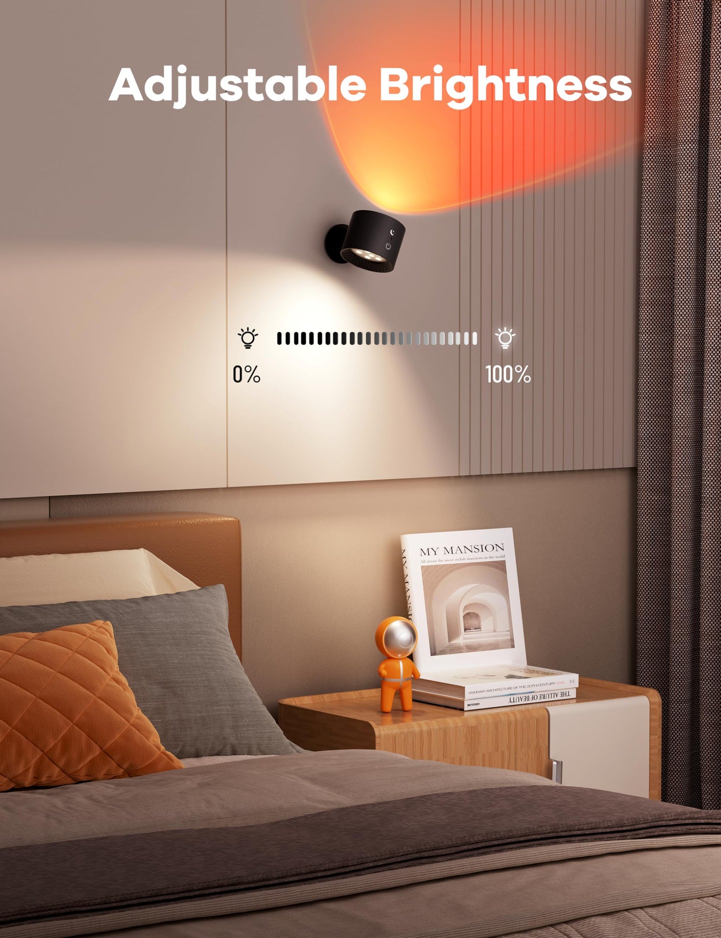 Joyzy Wall Light - Rechargeable RGB LED, Remote Touch Control, 1 Pack, Black/RGB, Model WL001