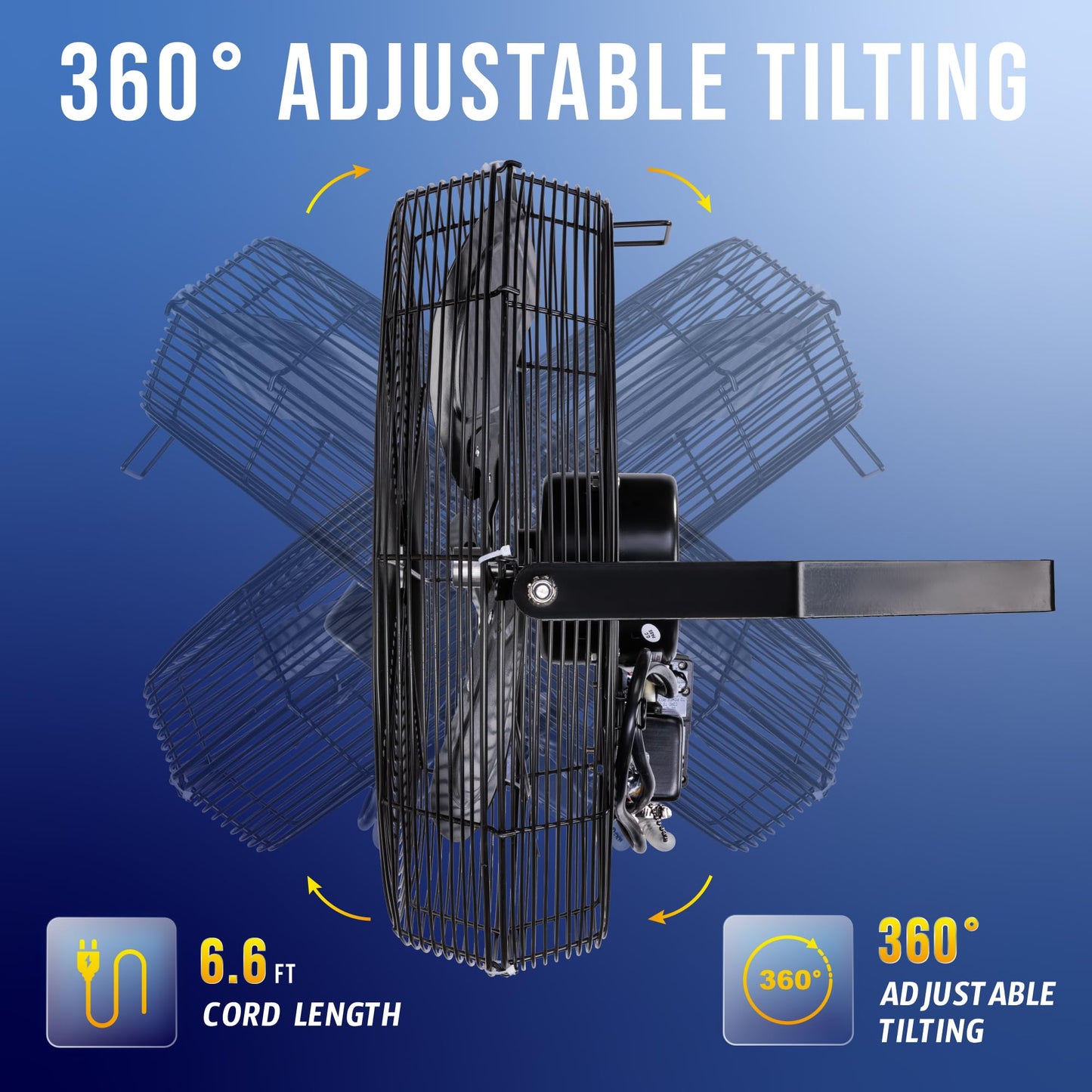 Tornado 18 Inch Outdoor Ipx4 Water-Resistant Wall Mounted Fan, 3 Speed High Velocity Metal Industrial Wall Fan For Commercial, R