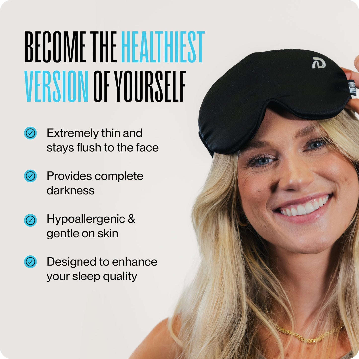 Dream Recovery The Pro Mask - 3D Performance Silk Sleep Mask for Side Sleepers - 100% Light Blocking, Adjustable Eye Cover for Sleeping