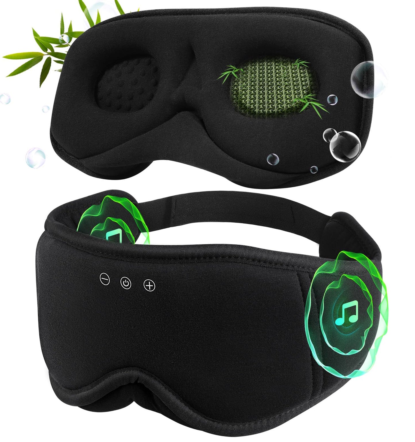 3D Bamboo Cotton Sleep Mask with Headphones Bluetooth 5.4, LC-dolida 2025 New Bluetooth Sleep Mask Headphones for Side Sleepers Women Men, Sustainable Luxury for Better Sleep