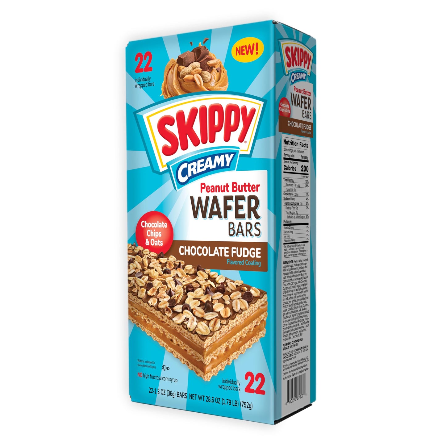 SKIPPY Creamy Peanut Butter & Chocolate Fudge Wafer Bars 22 individule wrapped bars