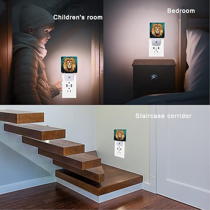 Lion Night Light,Animals Night Lights Plug into Wall Dusk to Dawn Sensor Led Lamp for Women Men,Led Lights for Stairway/Hallway/Bedroom