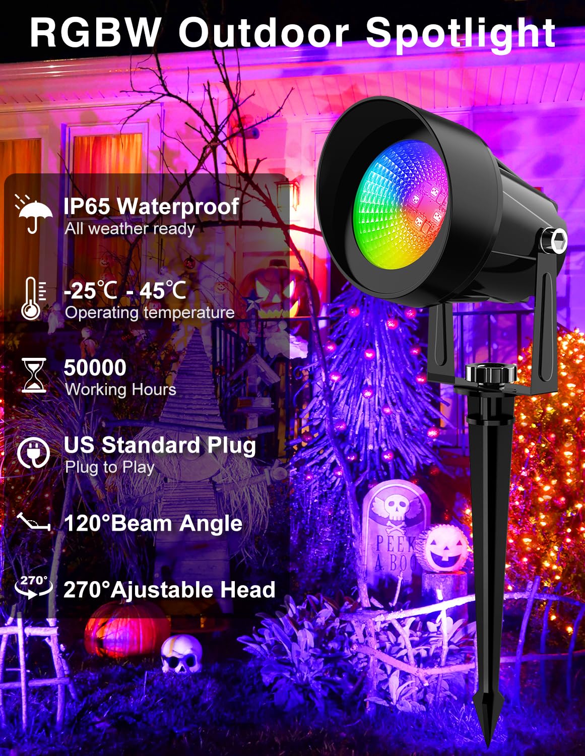 Crepow Spot Lights Outdoor  Smart Rgbw Led Color Changing Landscape Lighting With App And Remote Control  Music Mode  Diy Scenes  Timing  Ip65 Waterproof Spotlight Plug In For Yard Garden  4 Pack