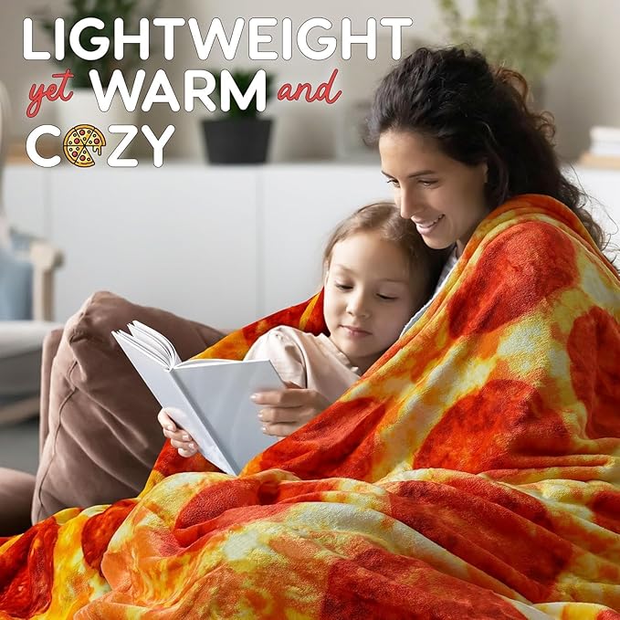 Zulay Pepperoni Pizza Blanket - Novelty Big Pizza Blanket Adult and Kids - Premium Soft Flannel Round Pepperoni Blanket for Indoors, Outdoors, Travel, Home and More, 285 GSM - 36 Inches